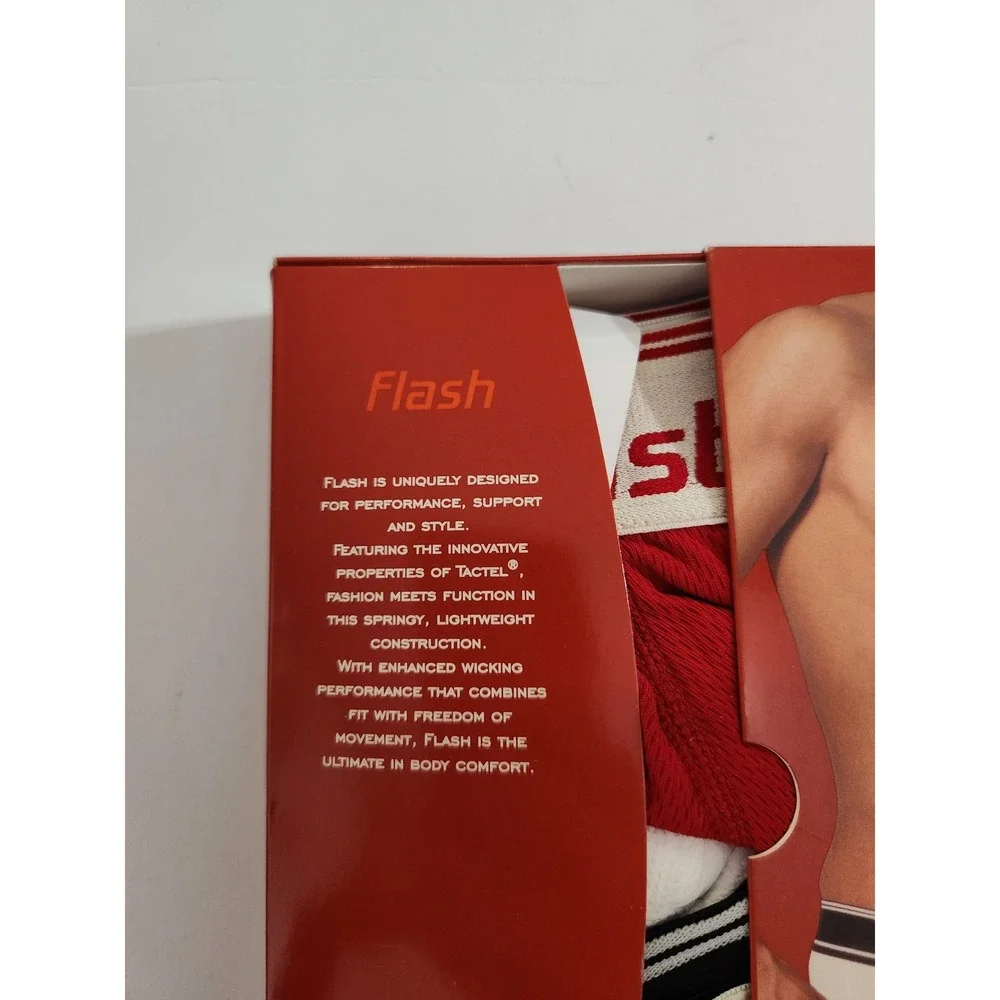 2(x)ist Flash Square-Cut Trunk Red Vintage Tactel Nylon Mens Size Small 7954‎